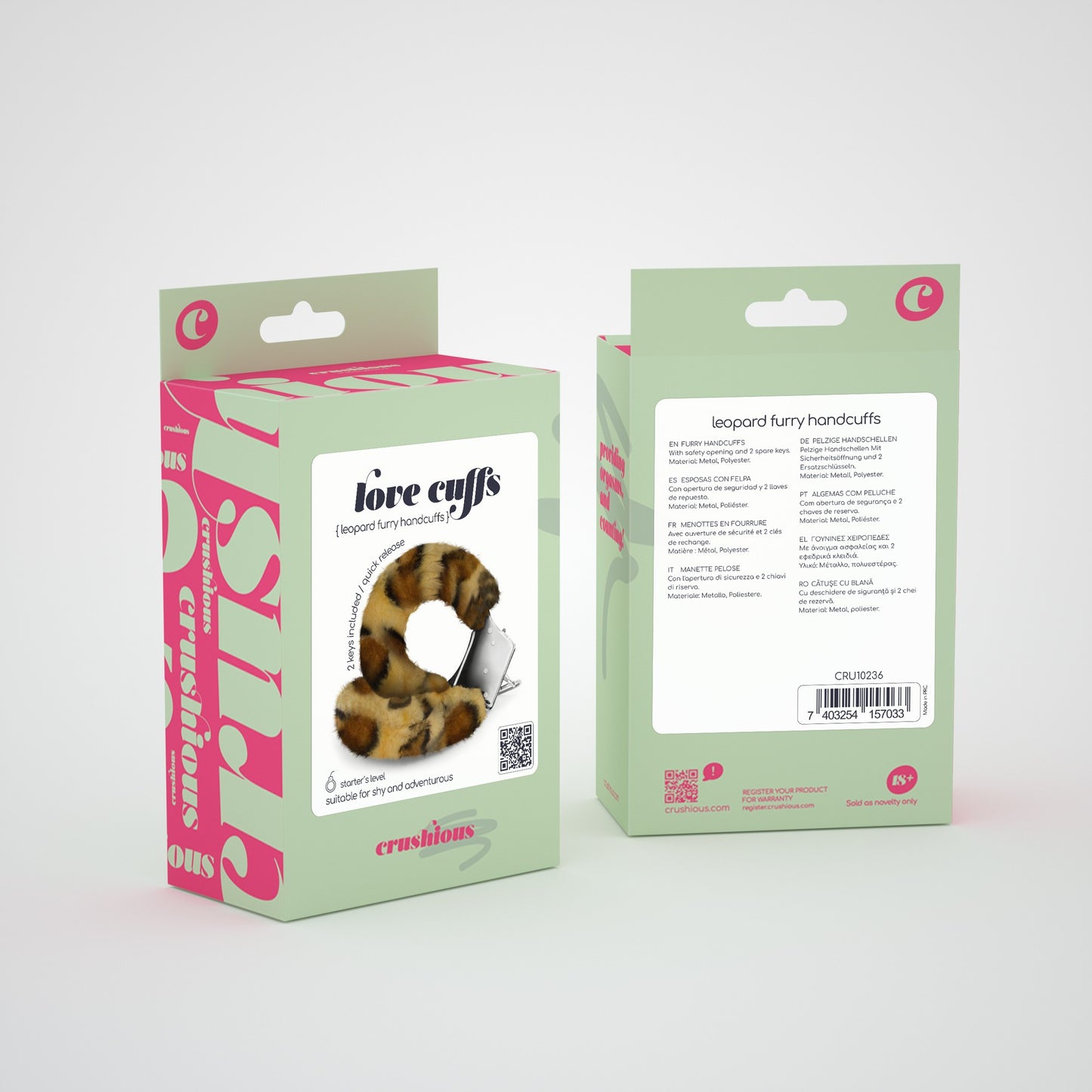 LOVE CUFFS FURRY HANDCUFFS CRUSHIOUS LEOPARD