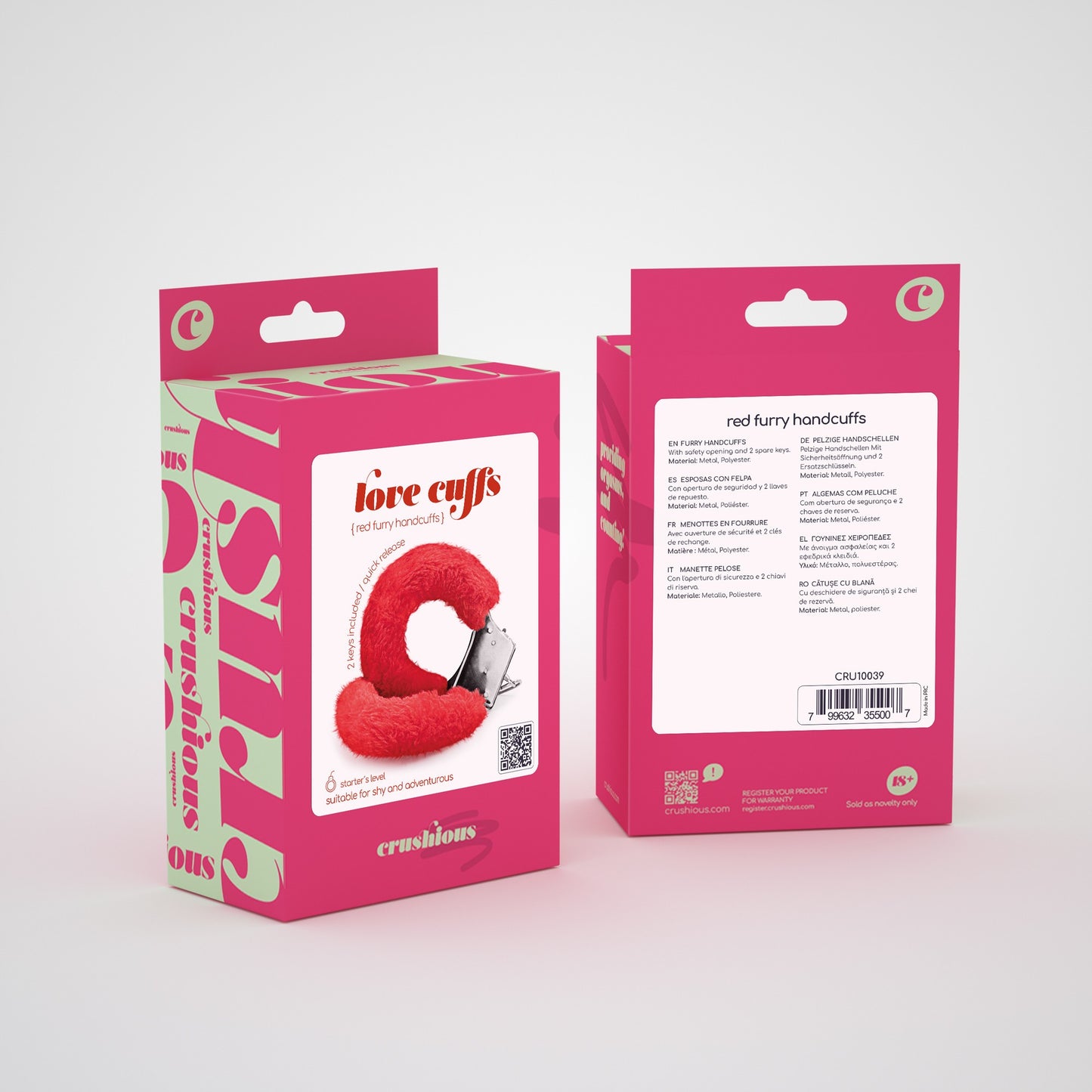 LOVE CUFFS FURRY HANDCUFFS CRUSHIOUS RED