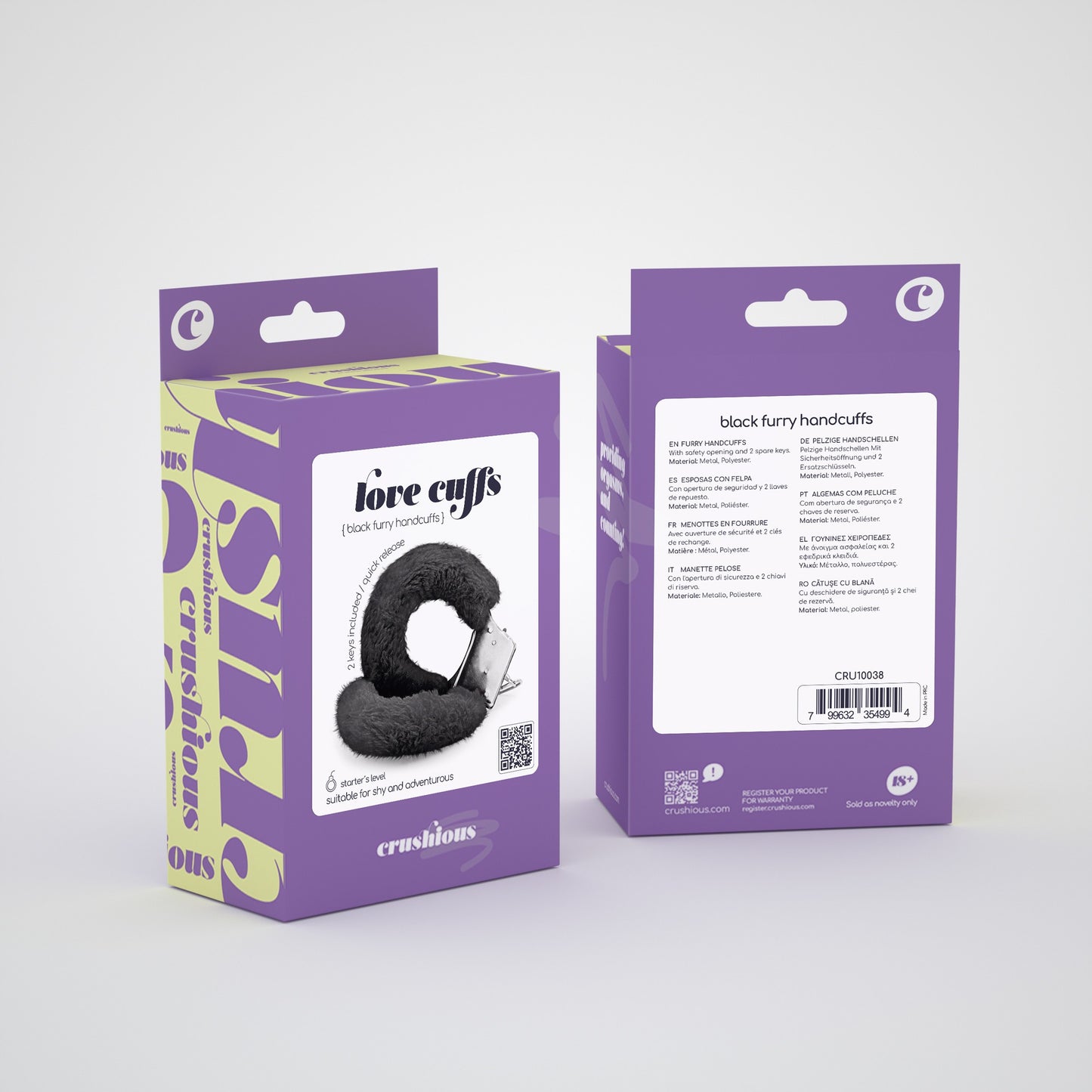 LOVE CUFFS FURRY HANDCUFFS CRUSHIOUS BLACK