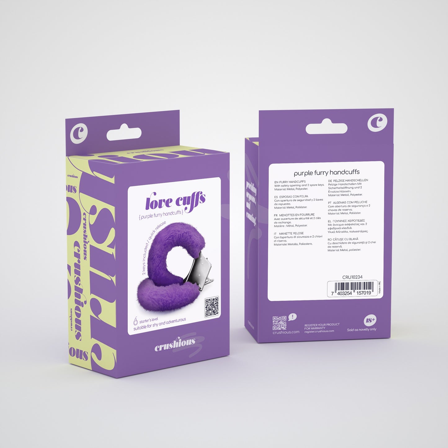 LOVE CUFFS FURRY HANDCUFFS CRUSHIOUS PURPLE