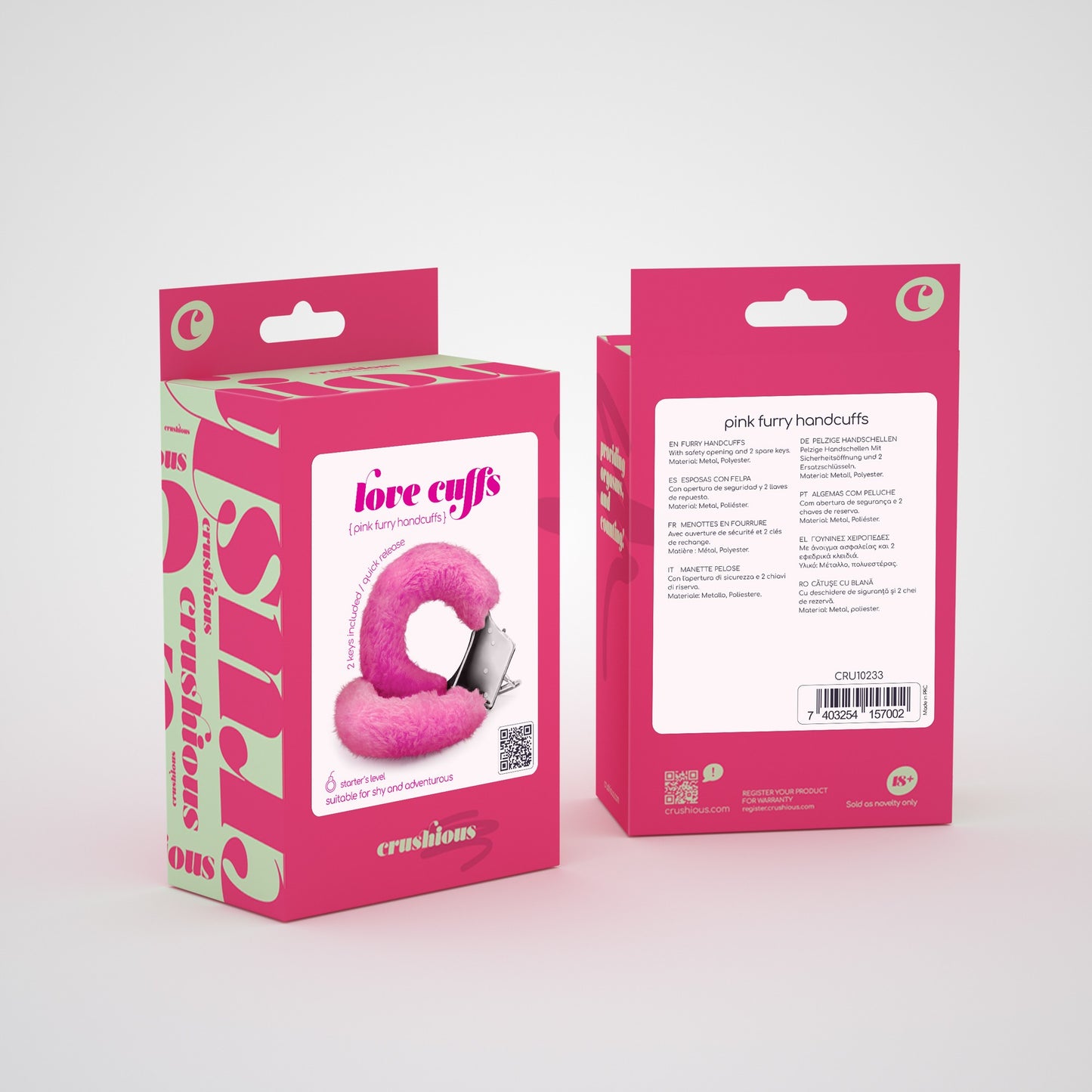 LOVE CUFFS FURRY HANDCUFFS CRUSHIOUS PINK