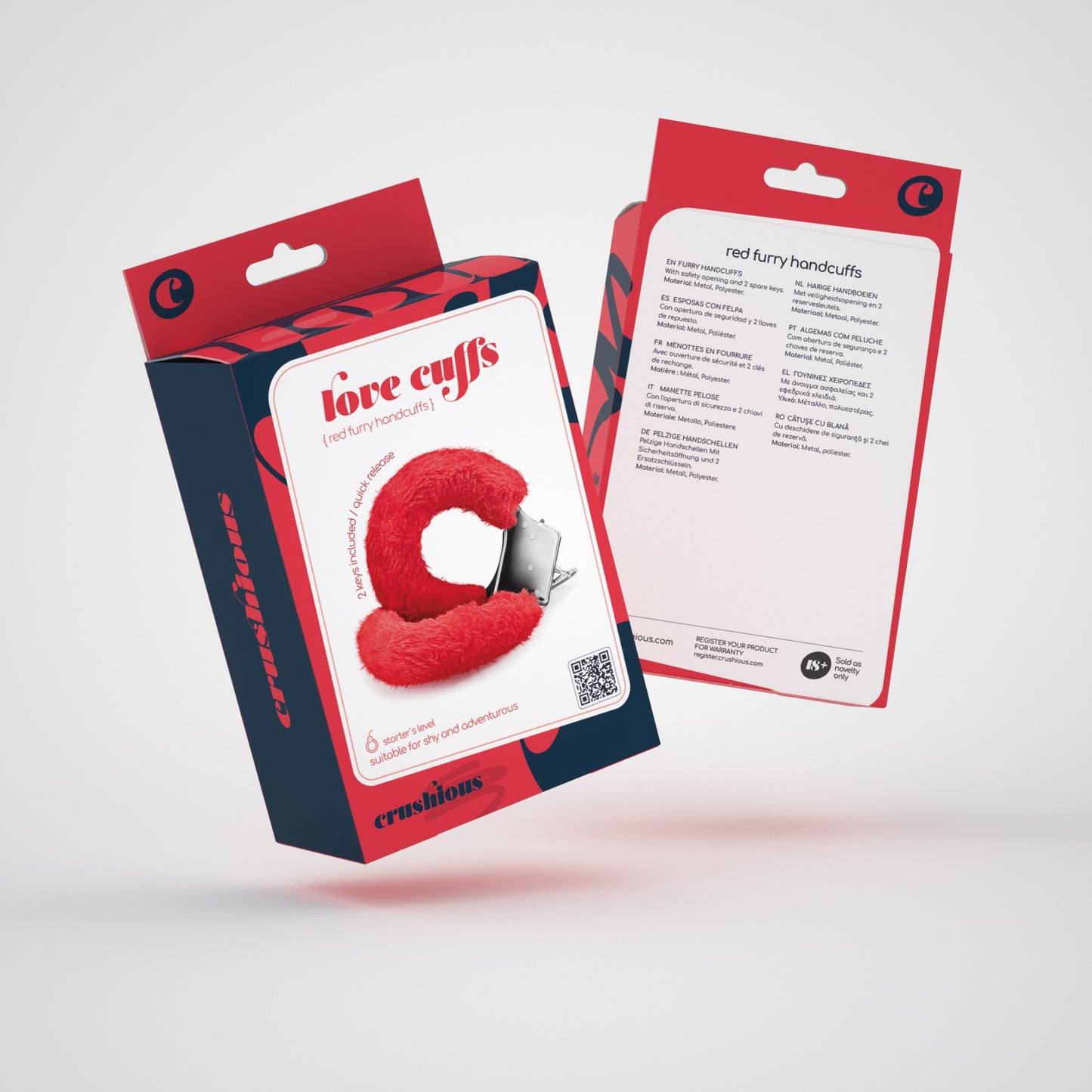 LOVE CUFFS FURRY HANDCUFFS CRUSHIOUS RED