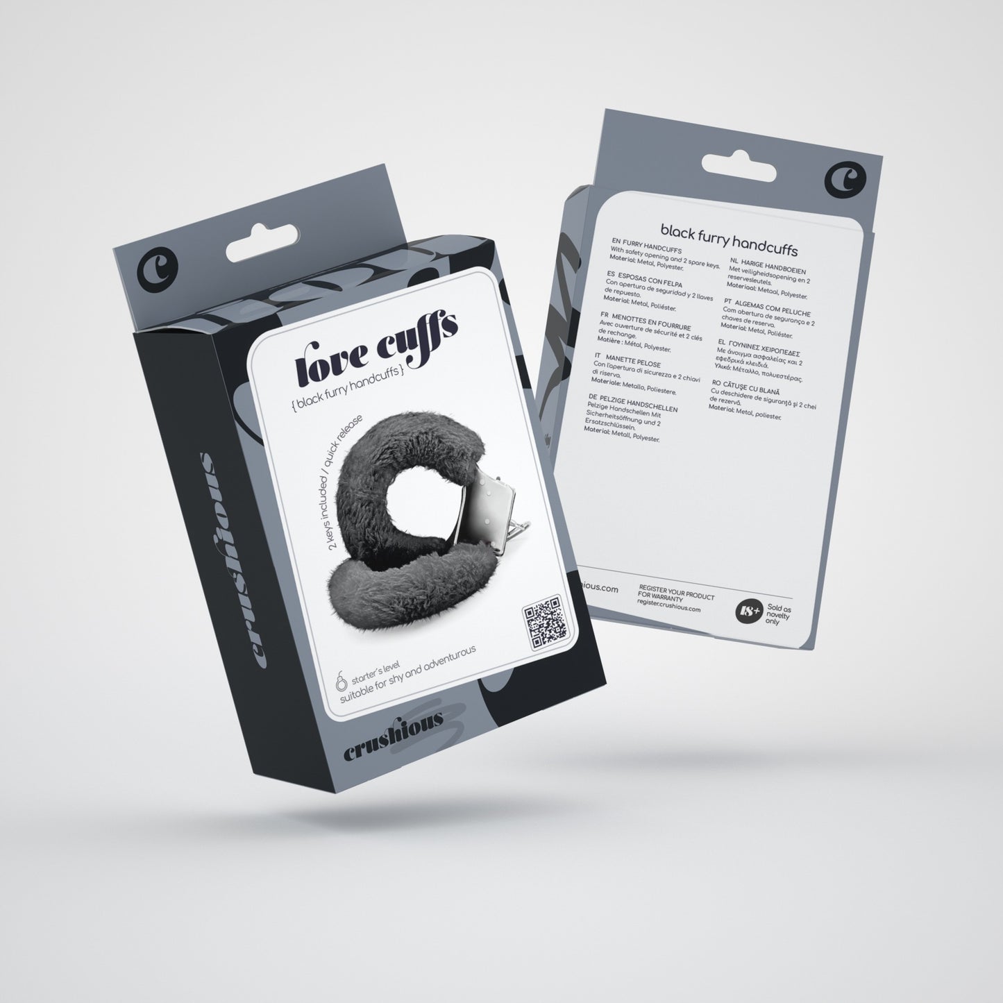 LOVE CUFFS FURRY HANDCUFFS CRUSHIOUS BLACK