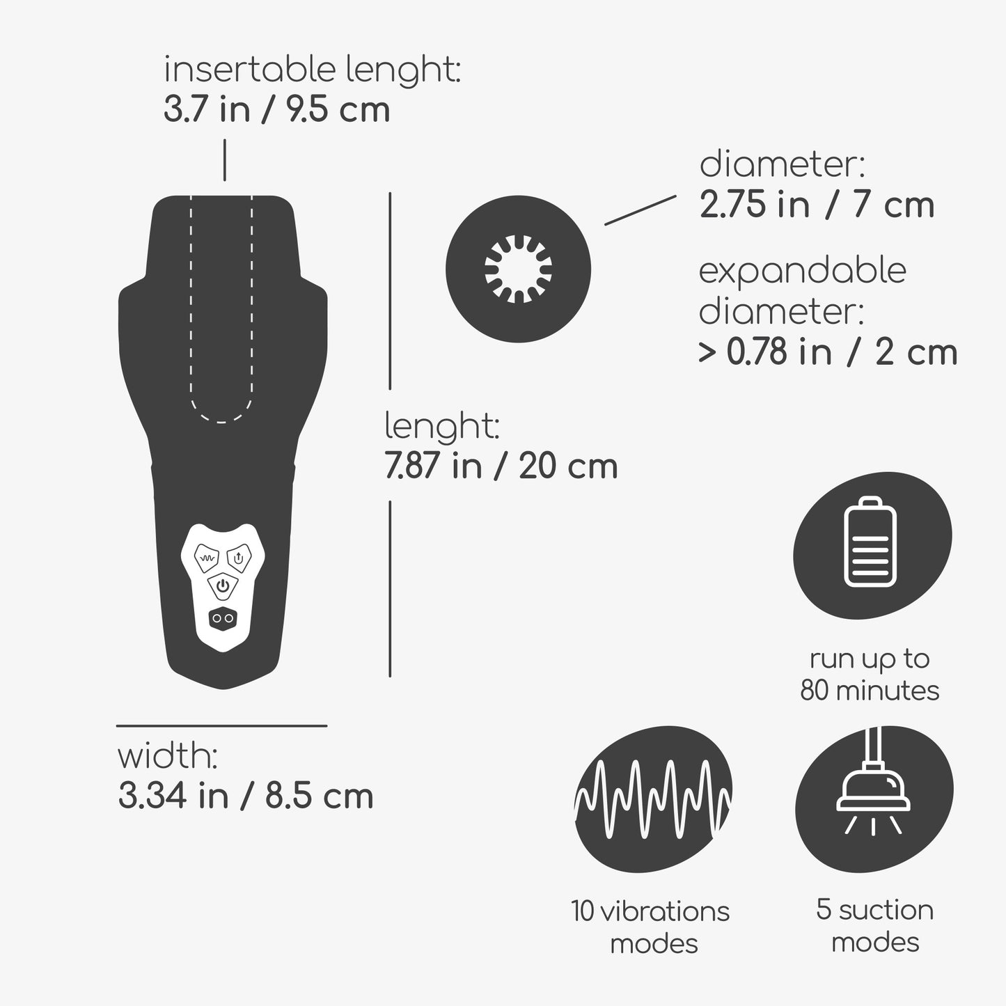 CRUSHIOUS QUASAR RECHARGEABLE MASTURBATOR WITH SUCTION