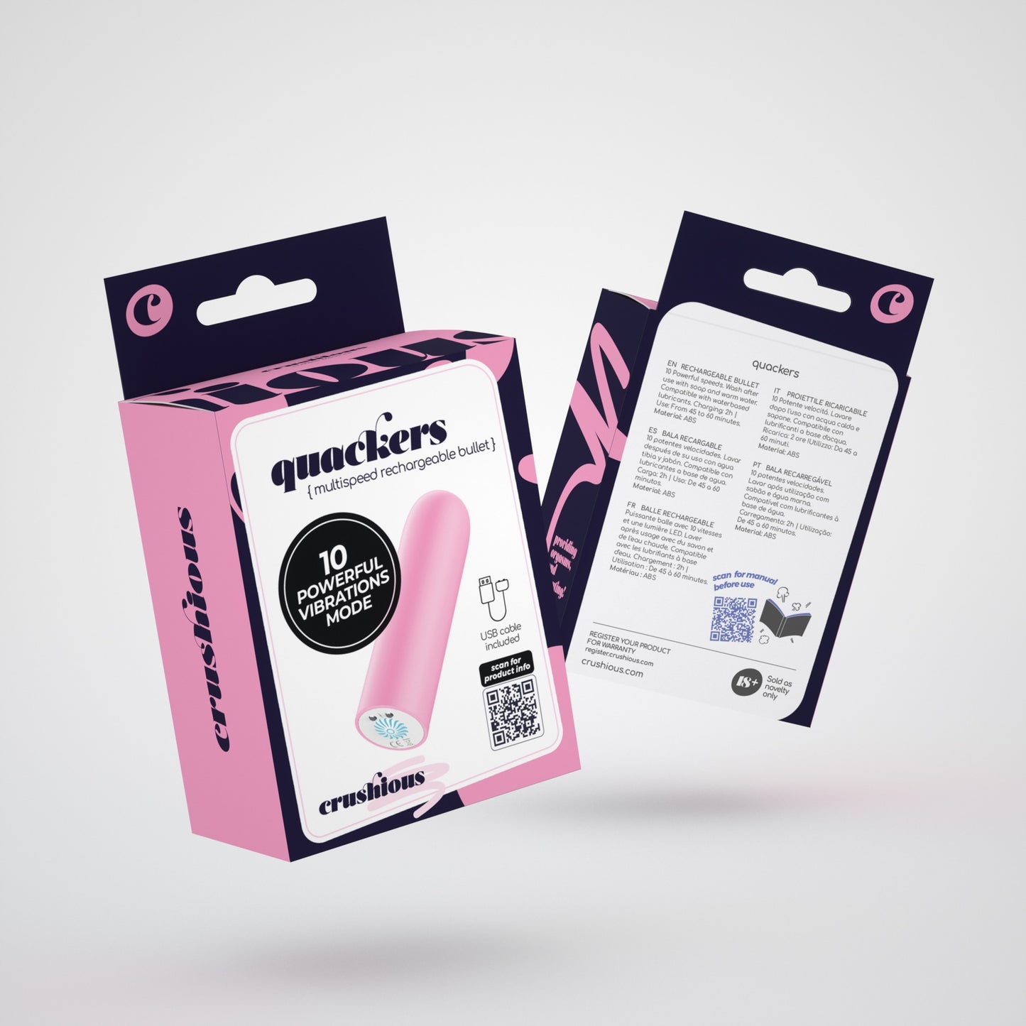 QUACKERS USB RECHARGEABLE VIBRATING BULLET PINK CRUSHIOUS