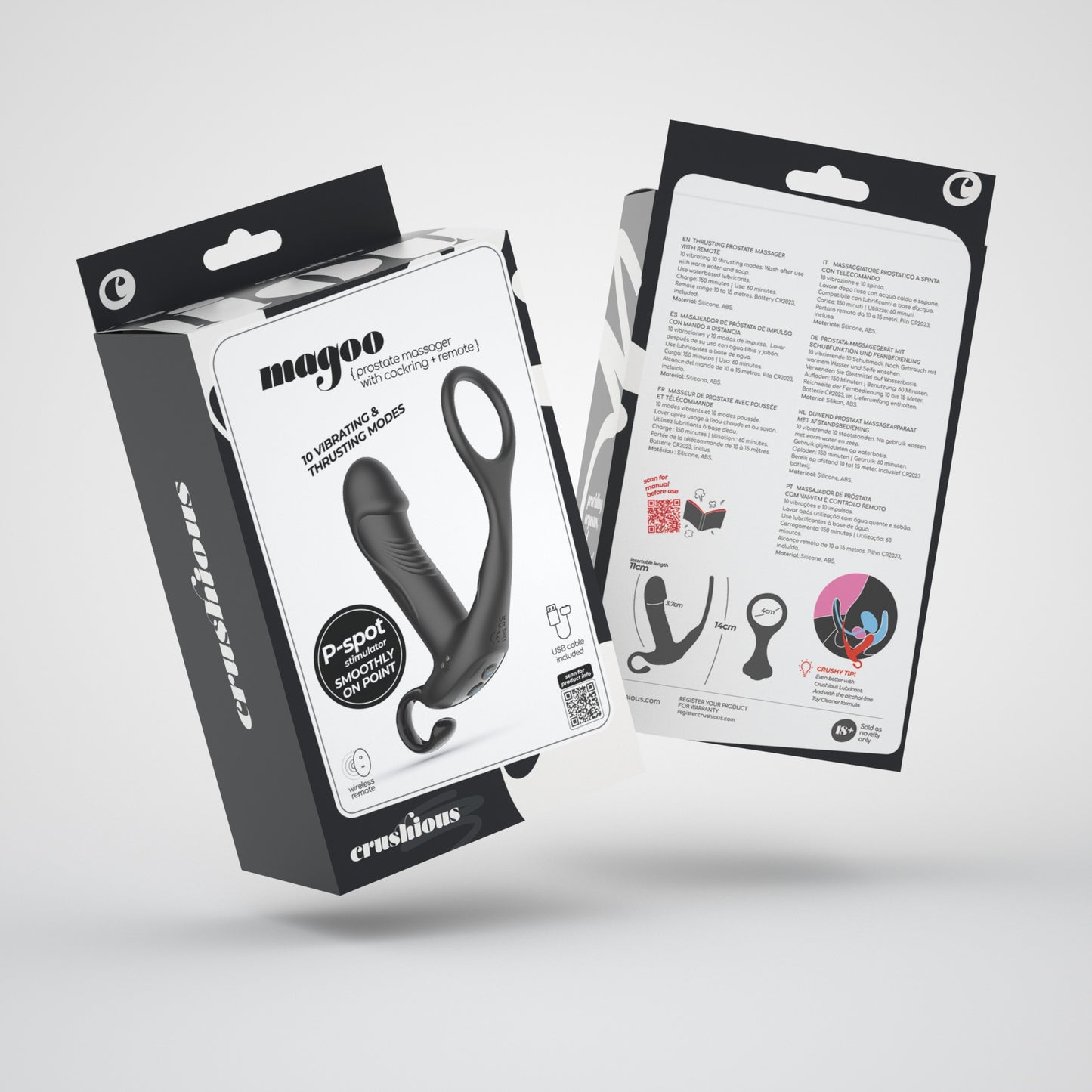 MAGOO PROSTATE MASSAGER WITH COCKRING AND REMOTE CONTROL