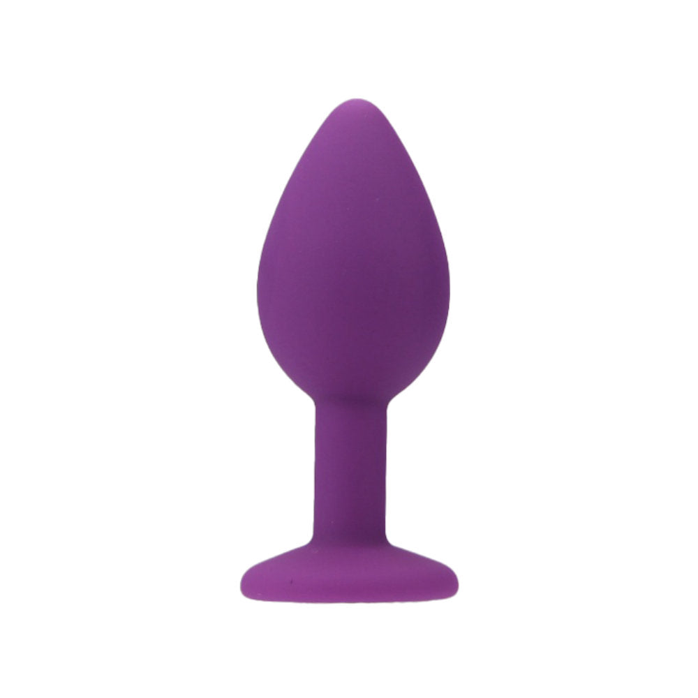 Jewelled Silicone Butt Plug Purple -Small