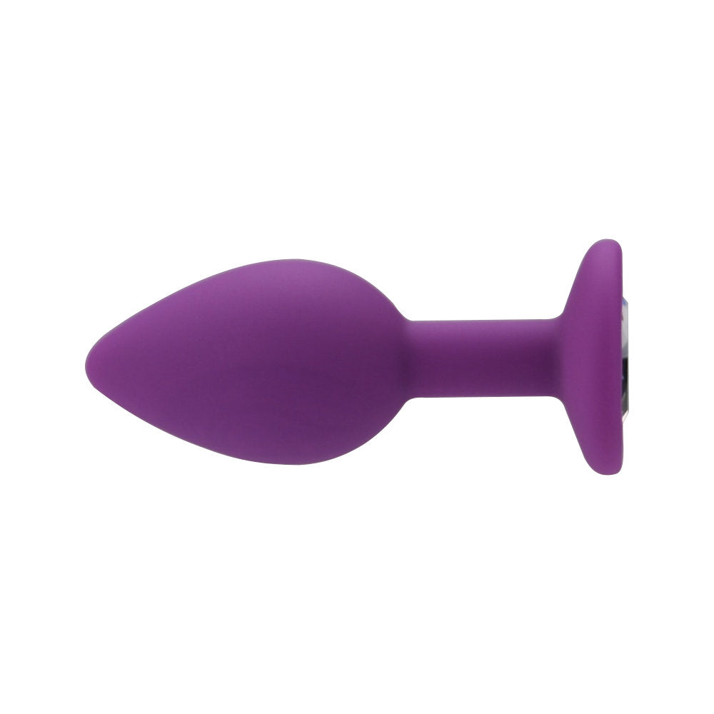 Jewelled Silicone Butt Plug Purple -Small