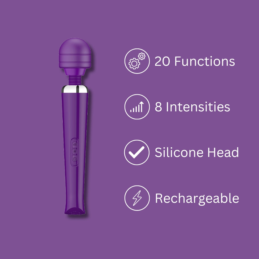 Rechargeable Magic Wand Vibrator Purple