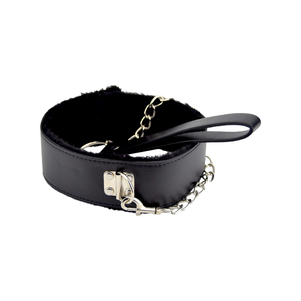 Bound to Please Furry Guler cu lesă neagră