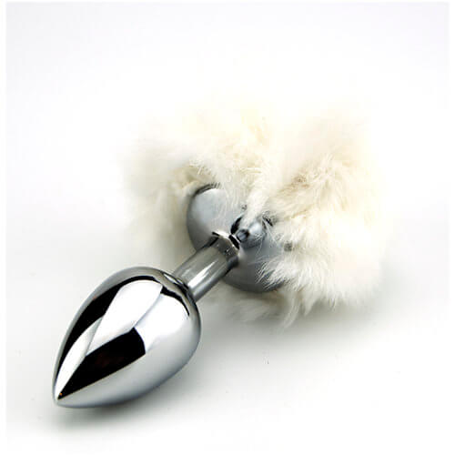 White Bunny Tail Butt Plug