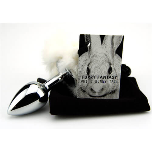 White Bunny Tail Butt Plug