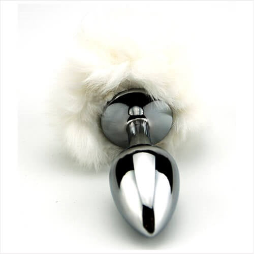 White Bunny Tail Butt Plug
