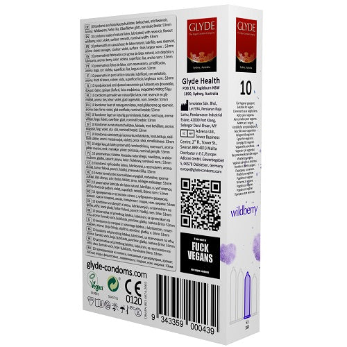 Ultra Wildberry Flavour Vegan Condoms 10 Pack