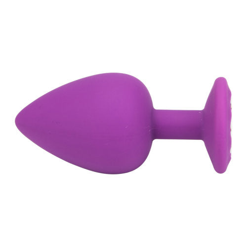 Jewelled Silicone Butt Plug Purple -Large