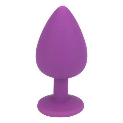 Jewelled Silicone Butt Plug Purple -Large