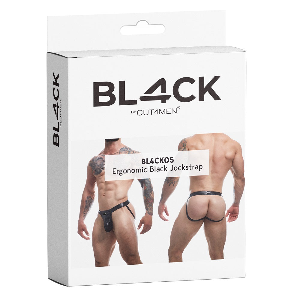 Ergonomic Black Leatherette Jockstrap