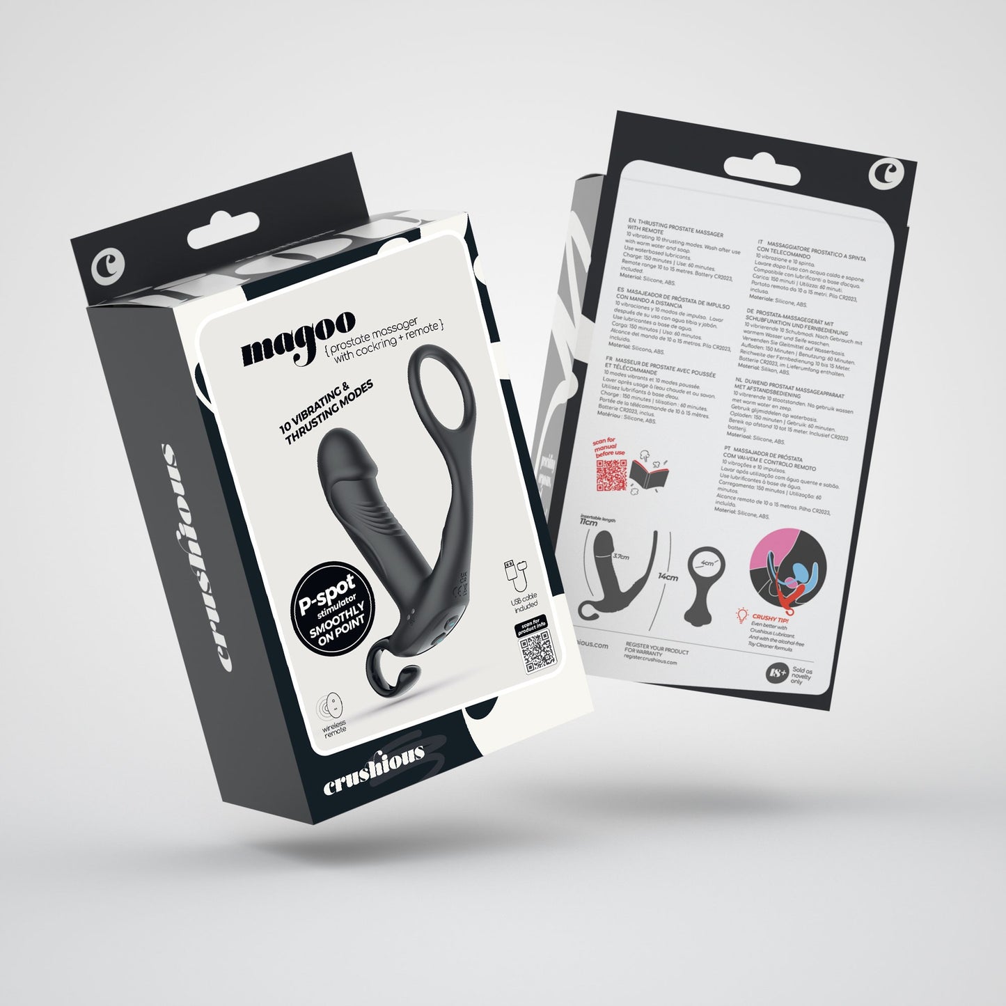 MAGOO PROSTATE MASSAGER WITH COCKRING AND REMOTE CONTROL