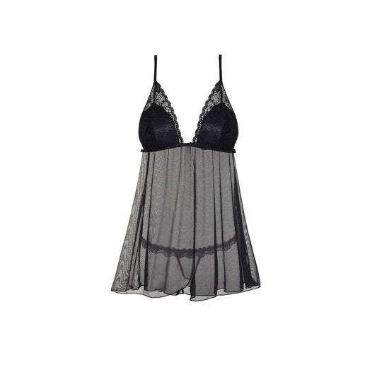 BEAUTY NIGHT FASHION LAUREN CHEMISE AND THONG BLACK