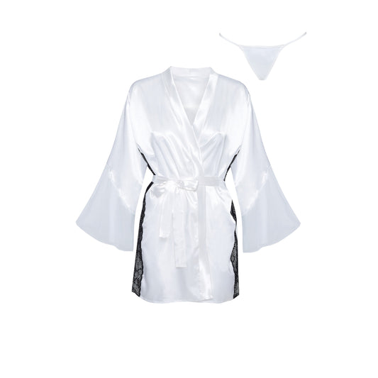 BEAUTY NIGHT FASHION SARA PEIGNOIR AND THONG WHITE