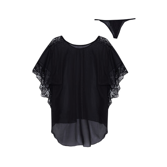 BEAUTY NIGHT FASHION POPPY CHEMISE AND THONG BLACK