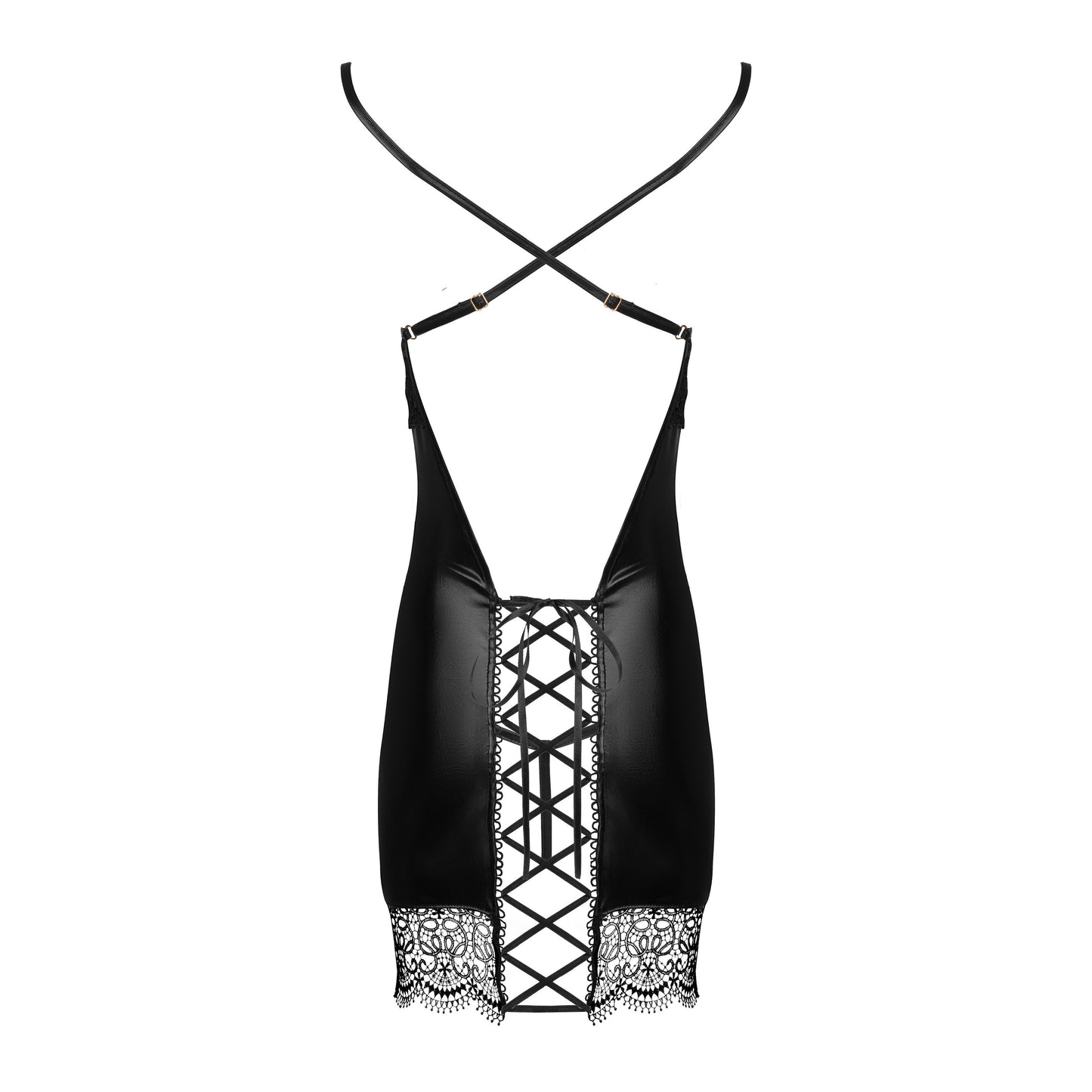 BEAUTY NIGHT FASHION ADELIA CHEMISE AND THONG BLACK