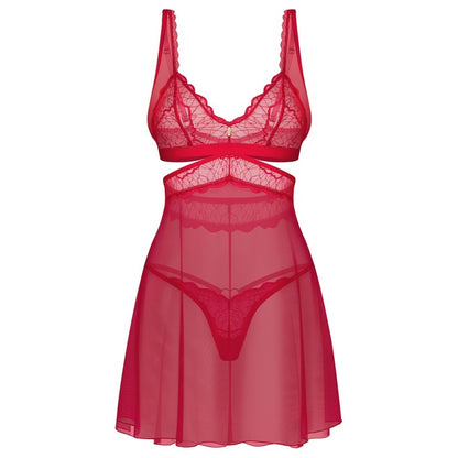 OBSESSIVE CHEMISE AND THONG CUPIDE DESIR RED