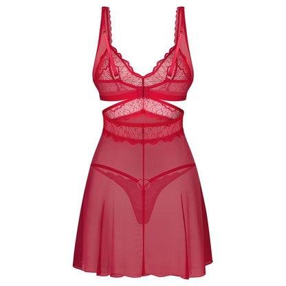 OBSESSIVE CHEMISE AND THONG CUPIDE DESIR RED