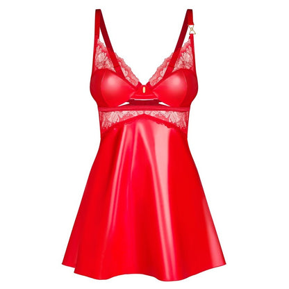 OBSESSIVE CHEMISE AND THONG ALIOSA RED