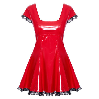 BLACK LEVEL VINYL DRESS RED