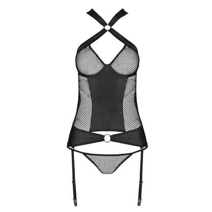 PASSION AMANDA CORSET AND THONG BLACK