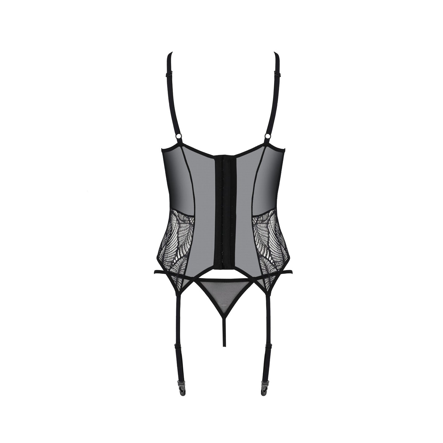 PASSION ECO COLLECTION LEAFA CORSET AND THONG BLACK