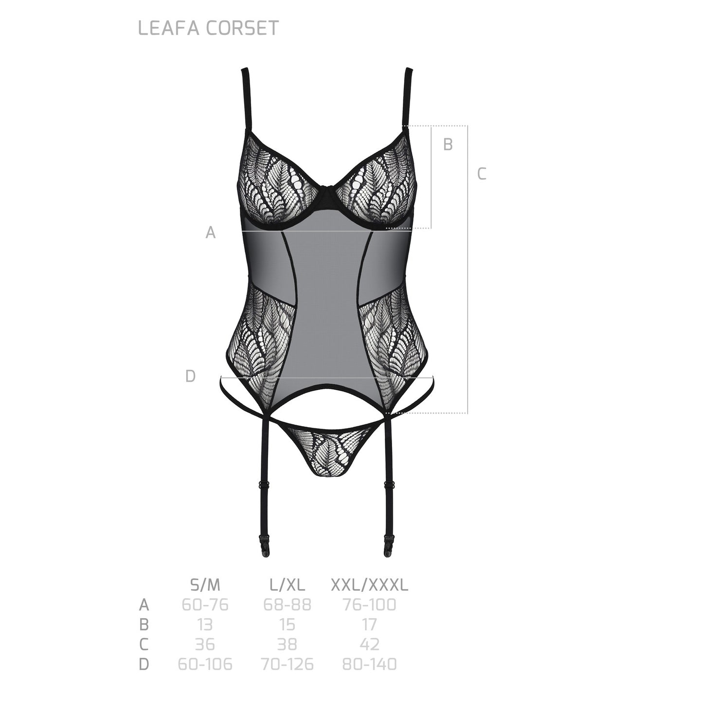 PASSION ECO COLLECTION LEAFA CORSET AND THONG BLACK