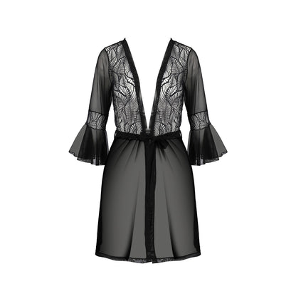 PASSION ECO COLLECTION LEAFA PEIGNOIR AND THONG BLACK