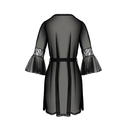 PASSION ECO COLLECTION LEAFA PEIGNOIR AND THONG BLACK