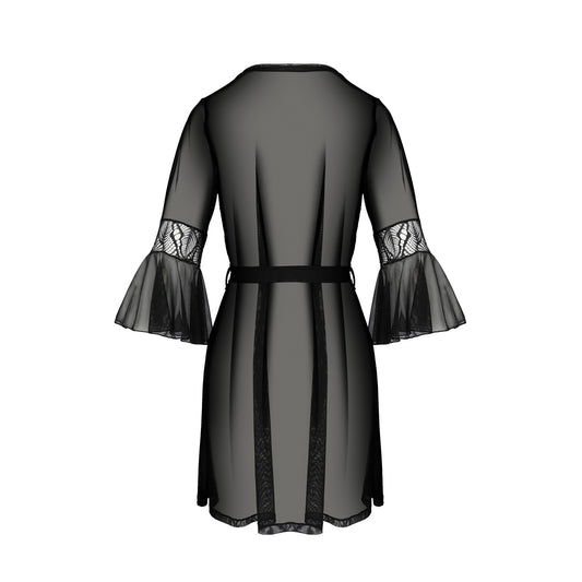 PASSION ECO COLLECTION LEAFA PEIGNOIR AND THONG BLACK