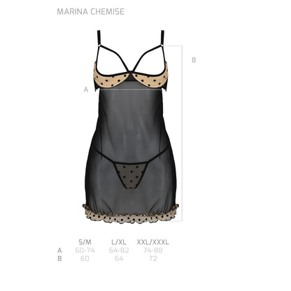 PASSION DEVIL COLLECTION MARINA CHEMISE AND THONG BEIGE