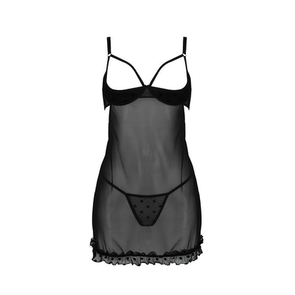 PASSION DEVIL COLLECTION MARINA CHEMISE AND THONG BLACK