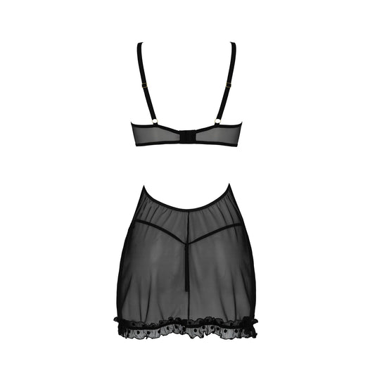 PASSION DEVIL COLLECTION MARINA CHEMISE AND THONG BLACK