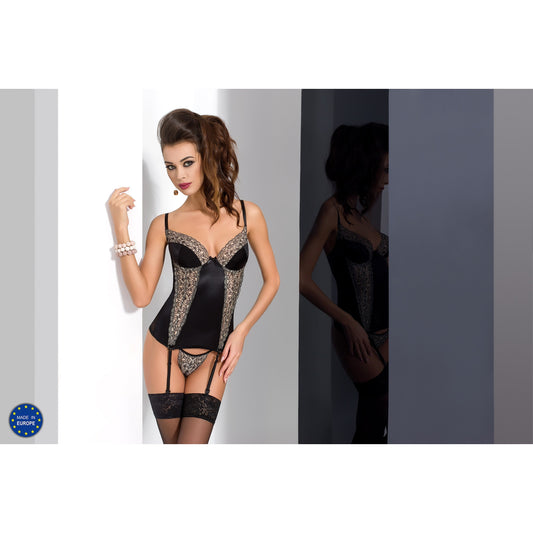 PASSION MONTANA CORSET AND THONG BLACK