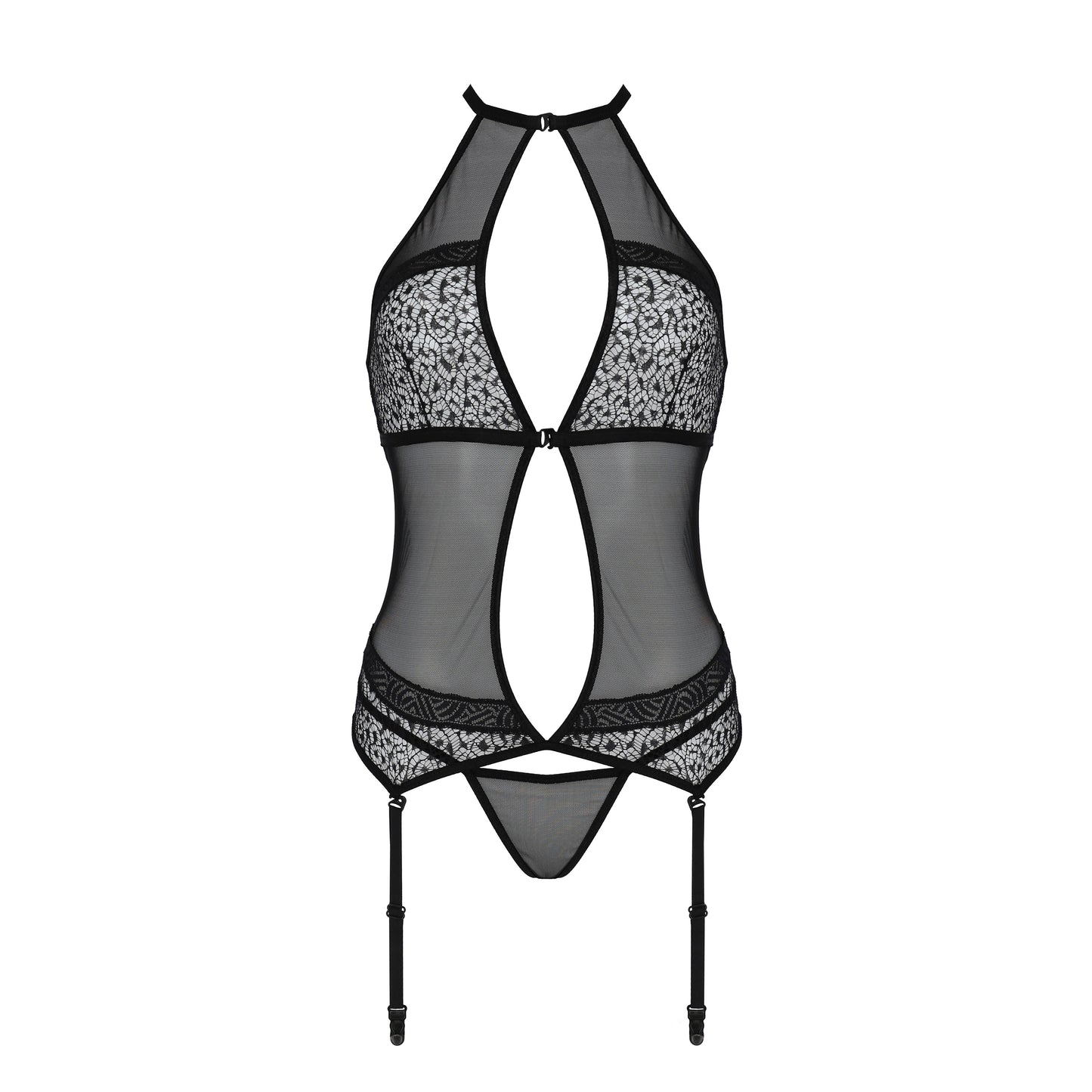 PASSION EROTIC LINE SATARA CORSET AND THONG BLACK