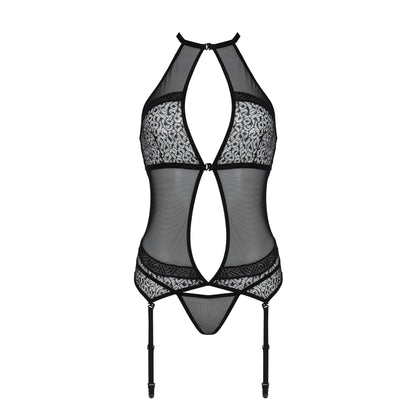PASSION EROTIC LINE SATARA CORSET AND THONG BLACK