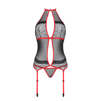 PASSION EROTIC LINE SATARA CORSET AND THONG RED