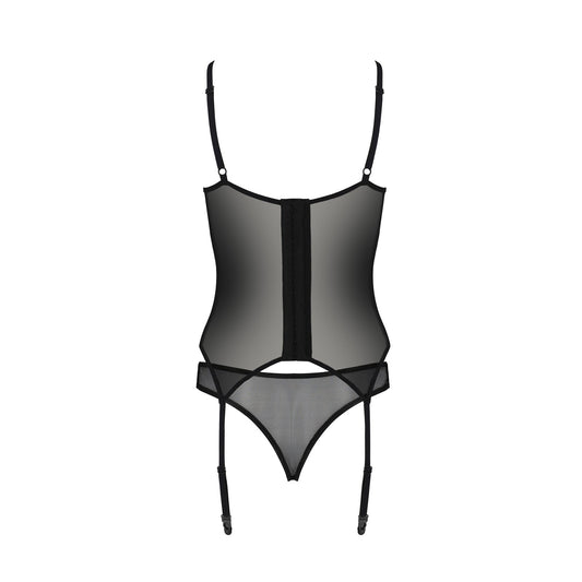 PASSION ECO COLLECTION SELAGINELLA CORSET AND THONG BLACK