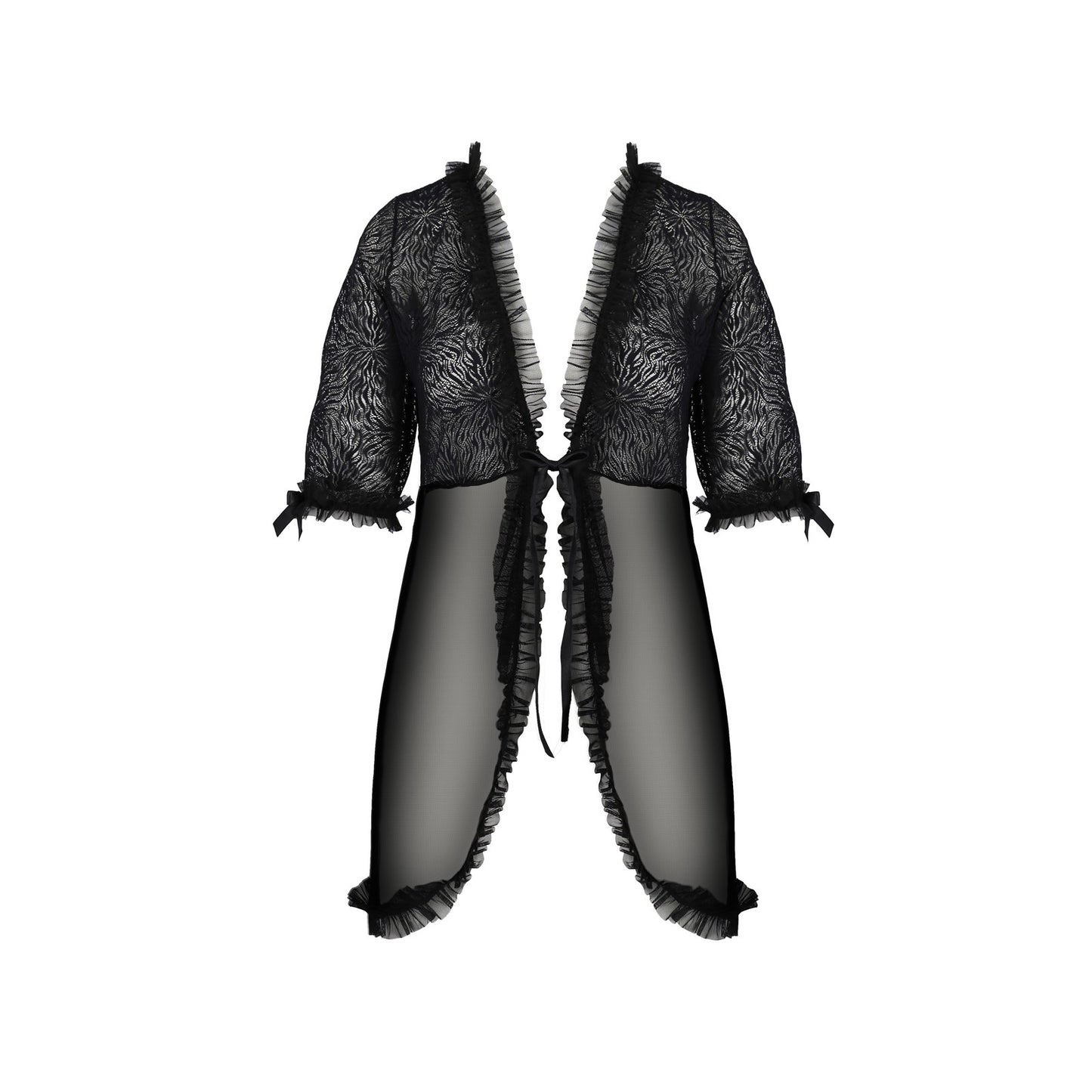 PASSION ECO COLLECTION SELAGINELLA PEIGNOIR AND THONG BLACK