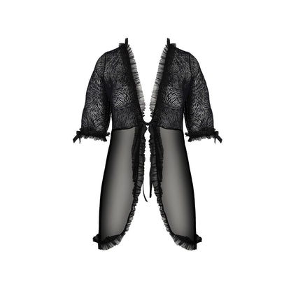PASSION ECO COLLECTION SELAGINELLA PEIGNOIR AND THONG BLACK