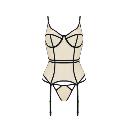 PASSION SERARA CORSET AND THONG BEIGE