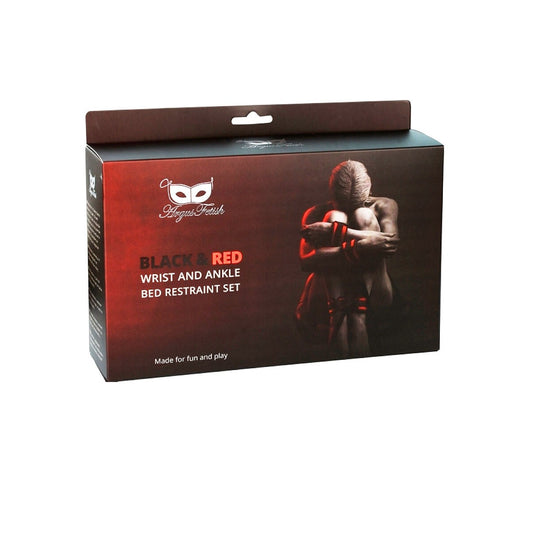 ARGUS TOYS ARGUS FETISH RED BLACK BED RESTRAINT SET
