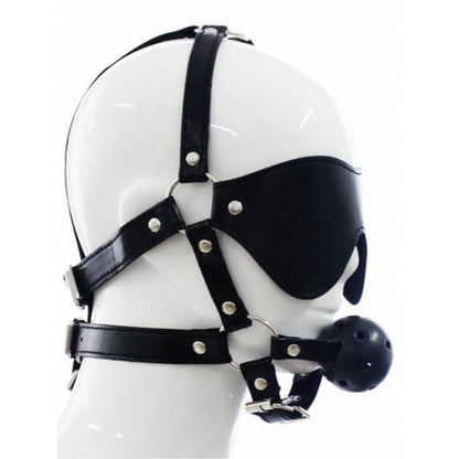 ARGUS TOYS OVER THE HEAD EYE MASK WITH BALL GAG
