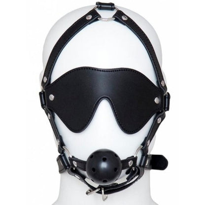 ARGUS TOYS OVER THE HEAD EYE MASK WITH BALL GAG